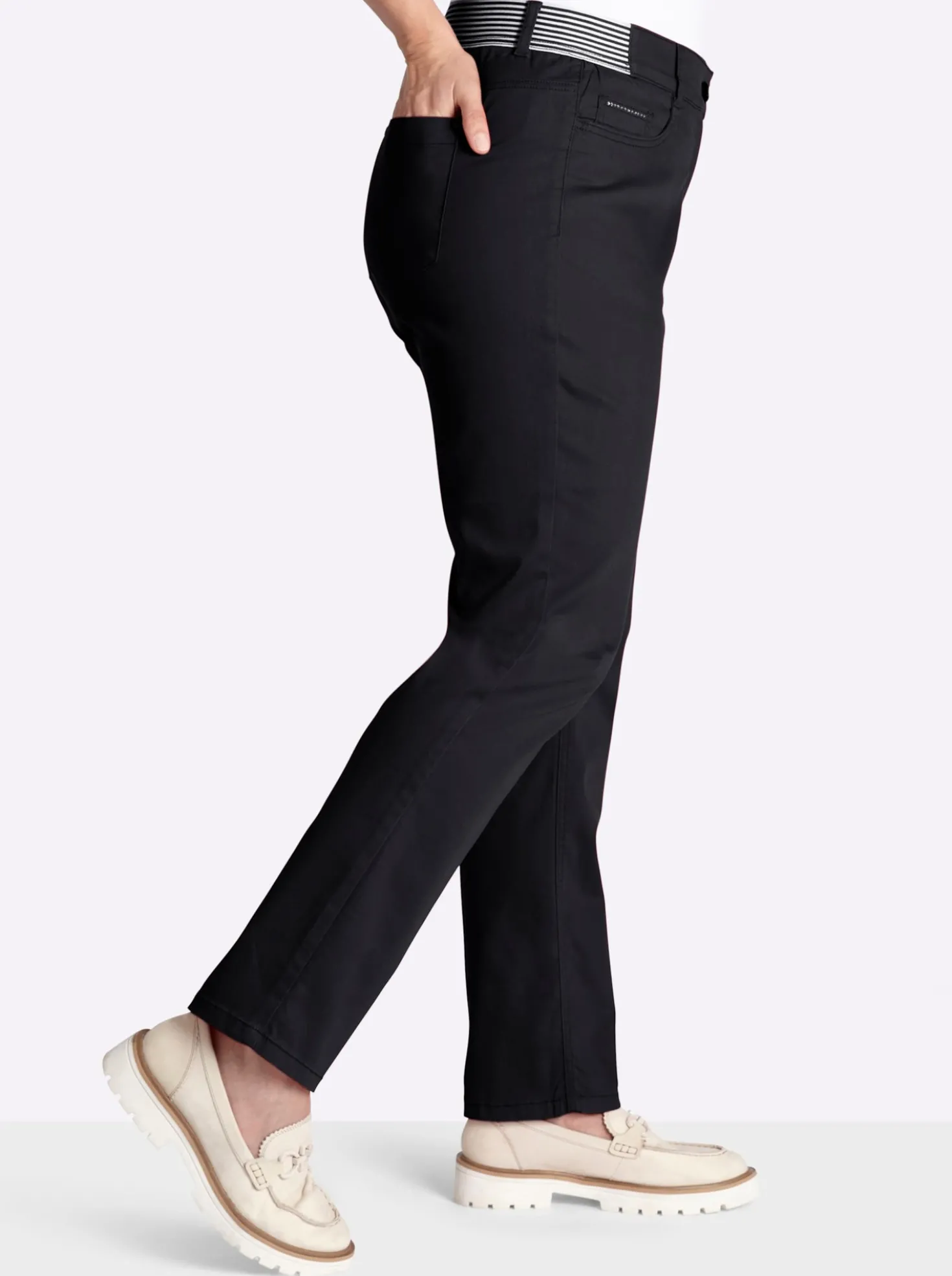 5-Pocket-Hose mit gestreiften Dehnbund-Einsätzen