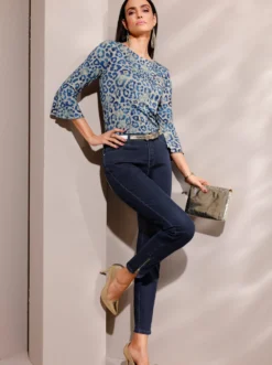 5-Pocket-Jeans im edlen Material-Mix