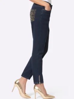 5-Pocket-Jeans im edlen Material-Mix