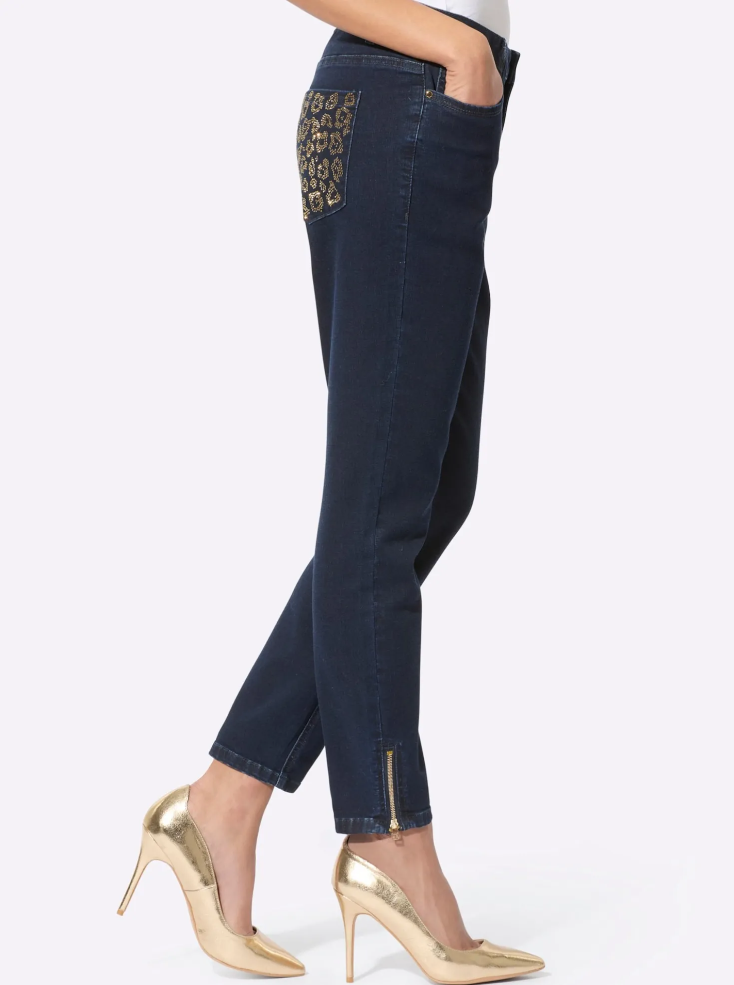 5-Pocket-Jeans im edlen Material-Mix