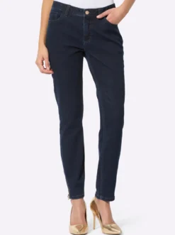 5-Pocket-Jeans im edlen Material-Mix