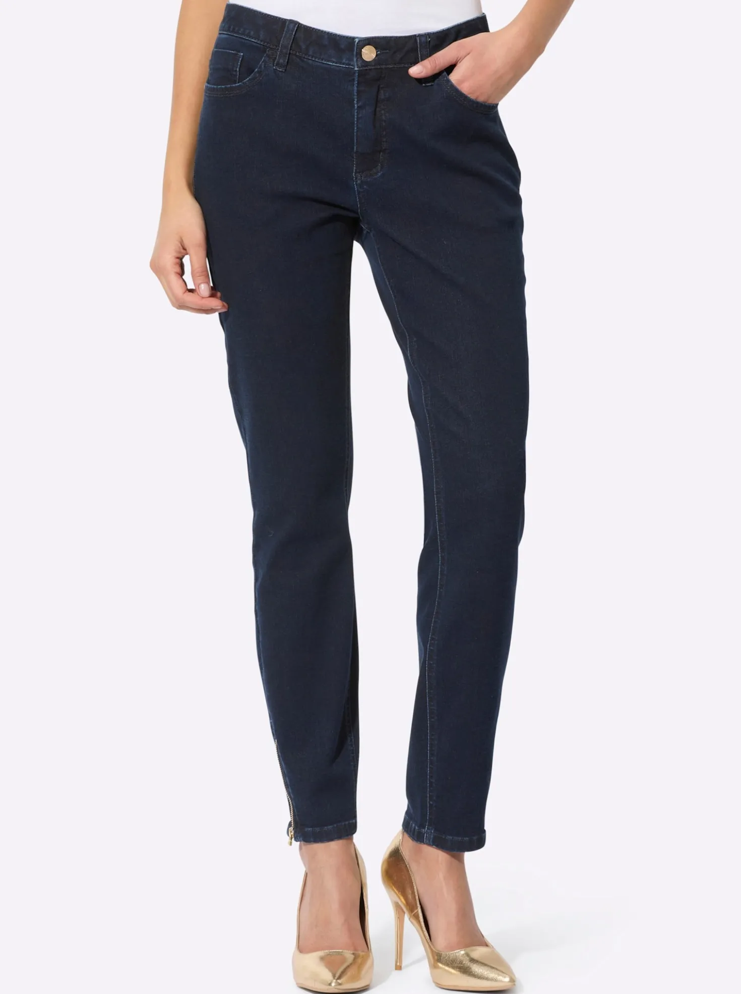 5-Pocket-Jeans im edlen Material-Mix