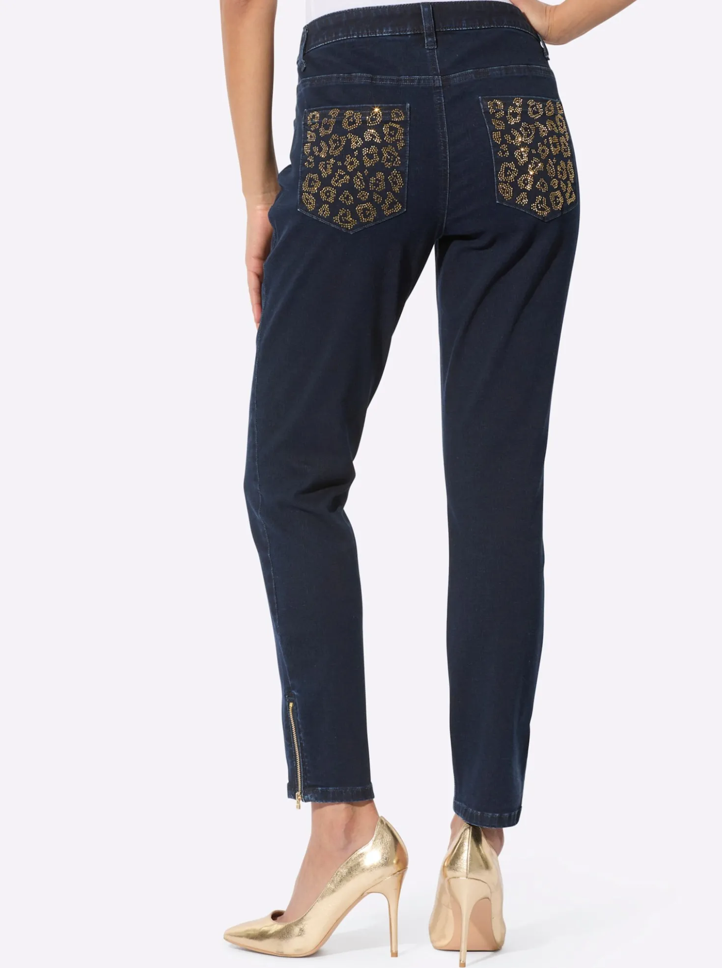 5-Pocket-Jeans im edlen Material-Mix