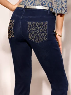 5-Pocket-Jeans im edlen Material-Mix