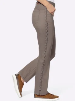 5-Pocket-Jeans mit Flechtverzierung an den Seiten