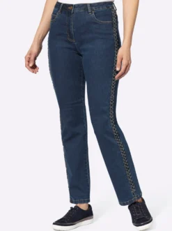 5-Pocket-Jeans mit Flechtverzierung an den Seiten