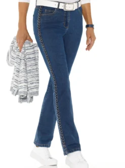5-Pocket-Jeans mit Flechtverzierung an den Seiten