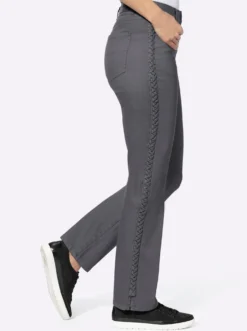 5-Pocket-Jeans mit Flechtverzierung an den Seiten