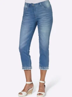 5-Pocket-Jeans mit Fransen am Saum