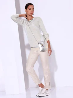 5-Pocket-Jeans mit glänzender Beschichtung