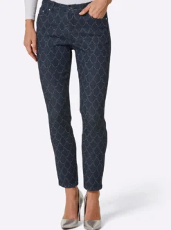 5-Pocket-Jeans mit Print-Dessin