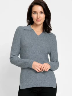 Polopullover in Melange-Qualität