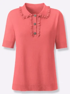 Polopullover mit kurzer Zierknopfleiste