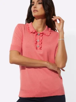 Polopullover mit kurzer Zierknopfleiste