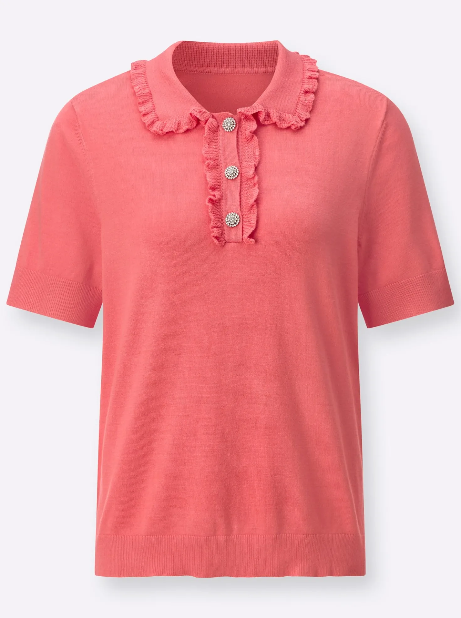 Polopullover mit kurzer Zierknopfleiste