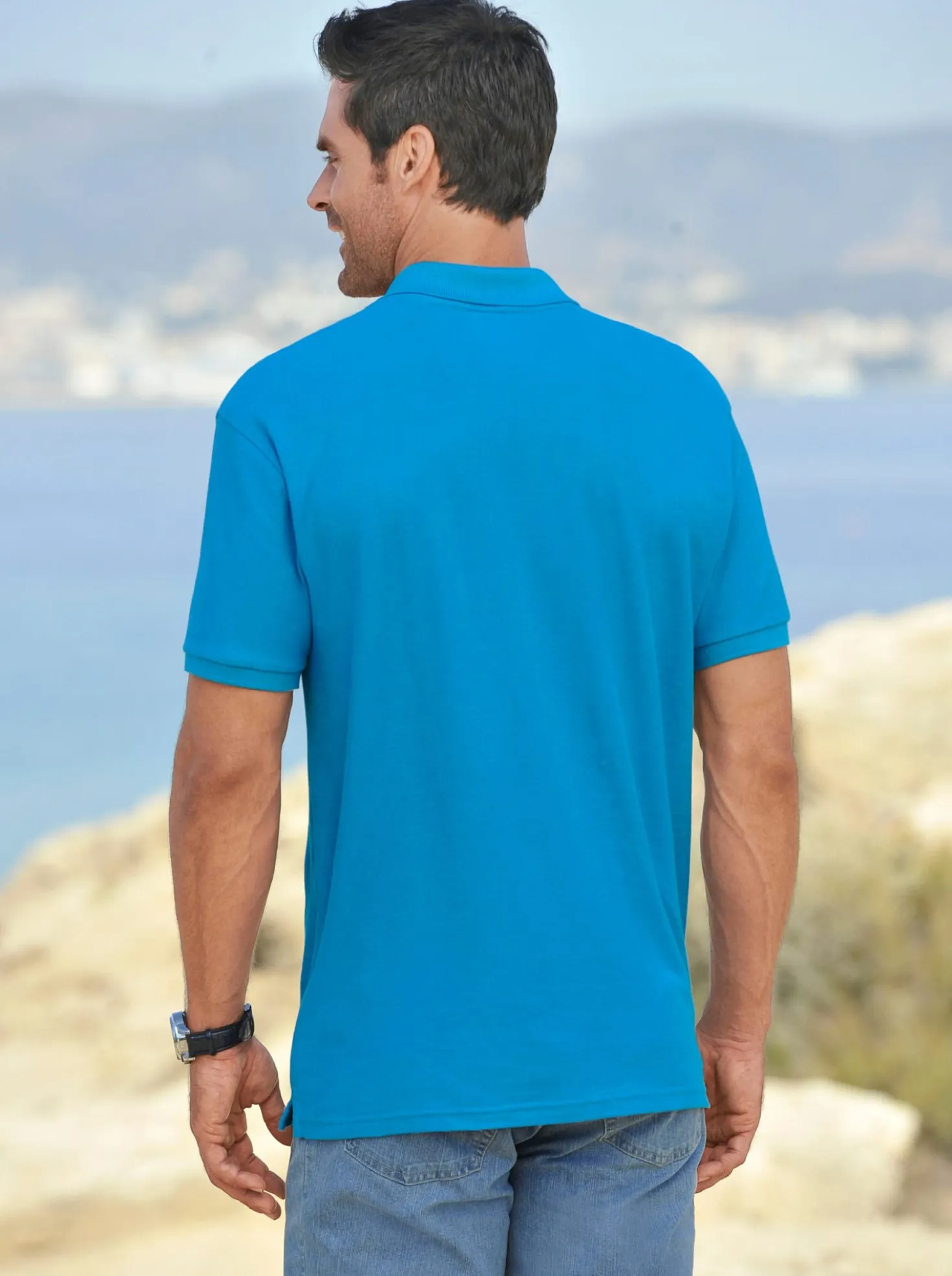 Poloshirt mit kurzer Knopfleiste