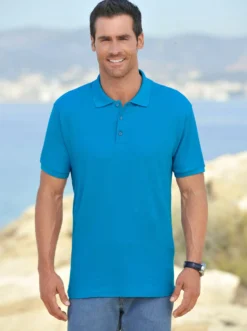 Poloshirt mit kurzer Knopfleiste