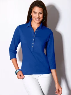 Poloshirt mit langer Knopfleiste