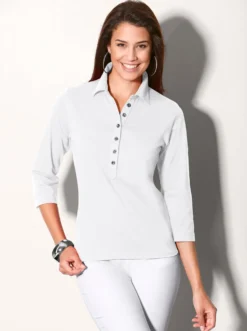Poloshirt mit langer Knopfleiste