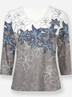 Print-Shirt mit gebogten Kanten
