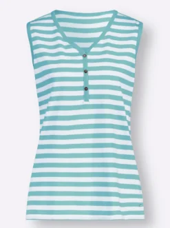 Ringelshirt mit Zierknopfleiste