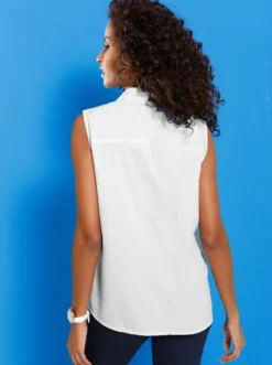 Ärmellose Bluse mit Hemdkragen