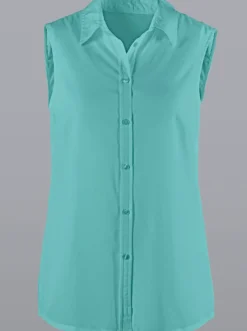 Ärmellose Bluse mit Hemdkragen