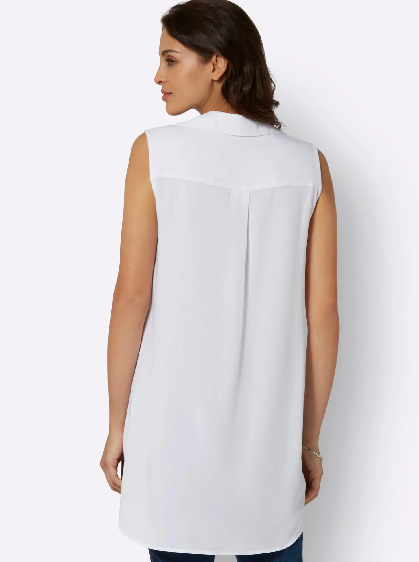 Ärmellose Bluse mit Zierknopfleiste