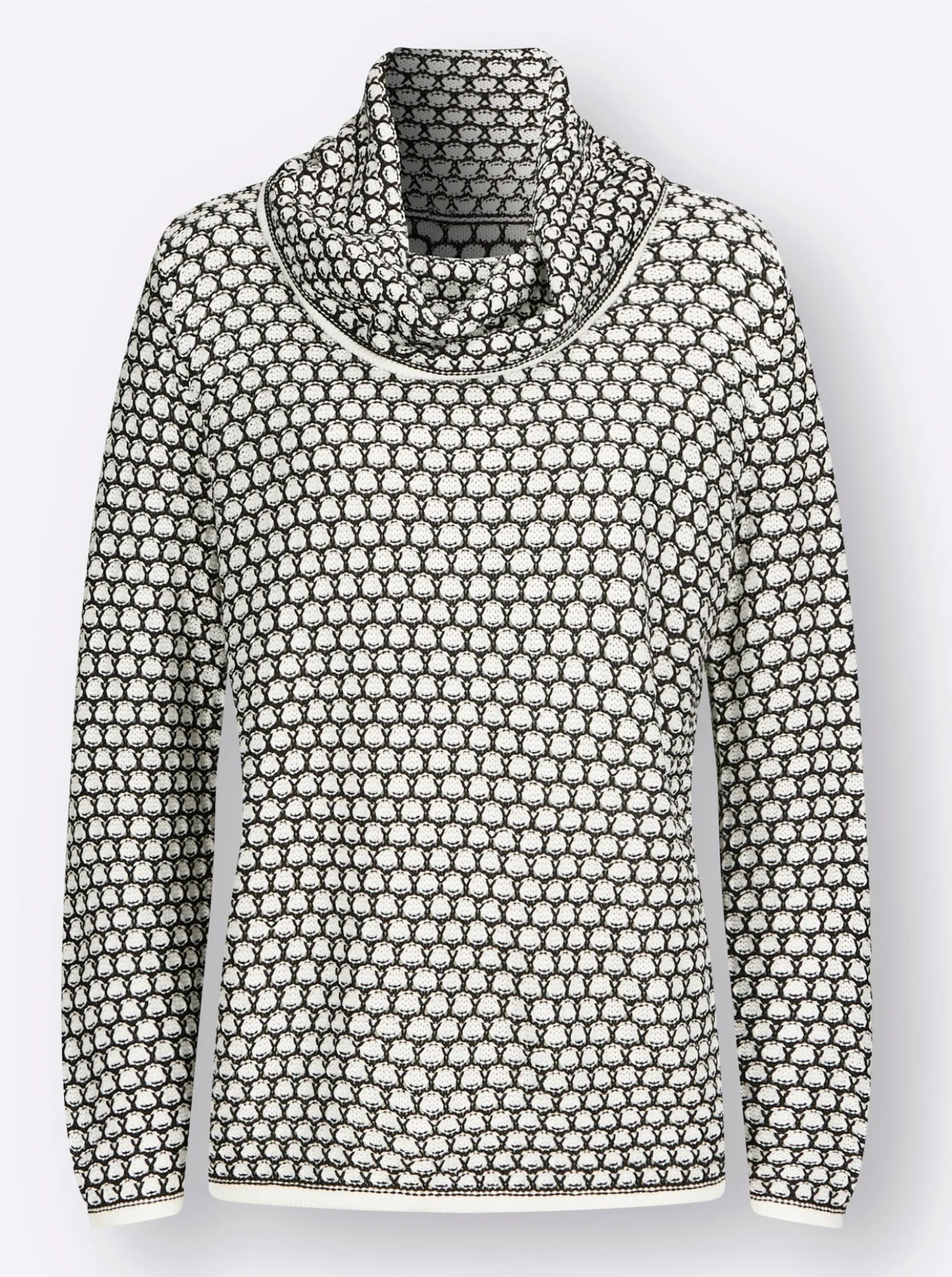 Rollkragenpullover mit 2-farbigem Strickmuster