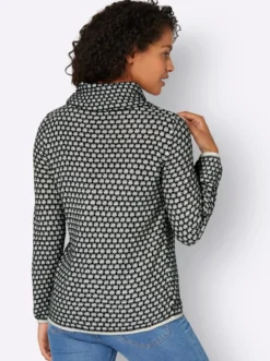 Rollkragenpullover mit 2-farbigem Strickmuster