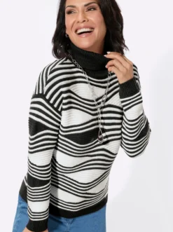 Rollkragenpullover mit Intarsienmuster