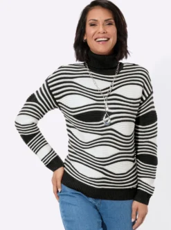Rollkragenpullover mit Intarsienmuster