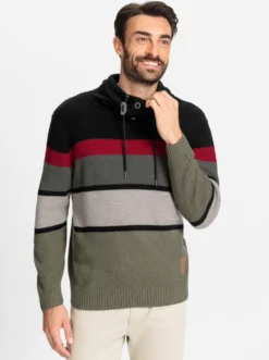 Rollkragenpullover mit Streifen-Muster