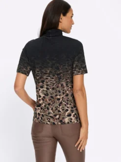 Rollkragenshirt Mit Lettering, glänzend