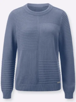 Rundhalspullover im Strickmuster-Mix