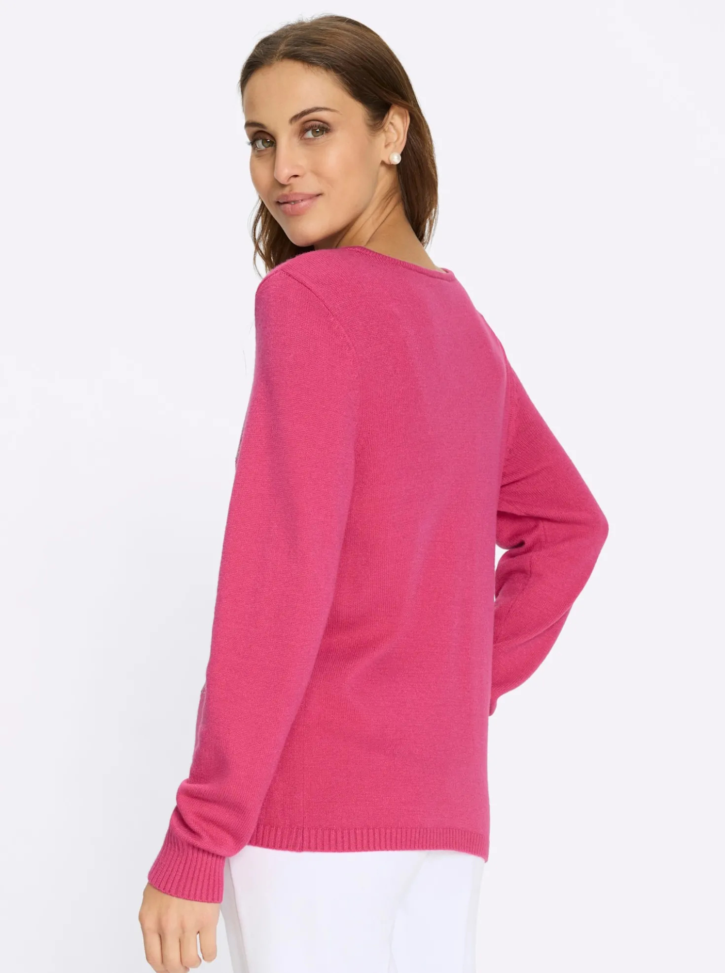 Rundhalspullover mit Flockprint