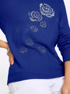 Rundhalspullover mit Flockprint