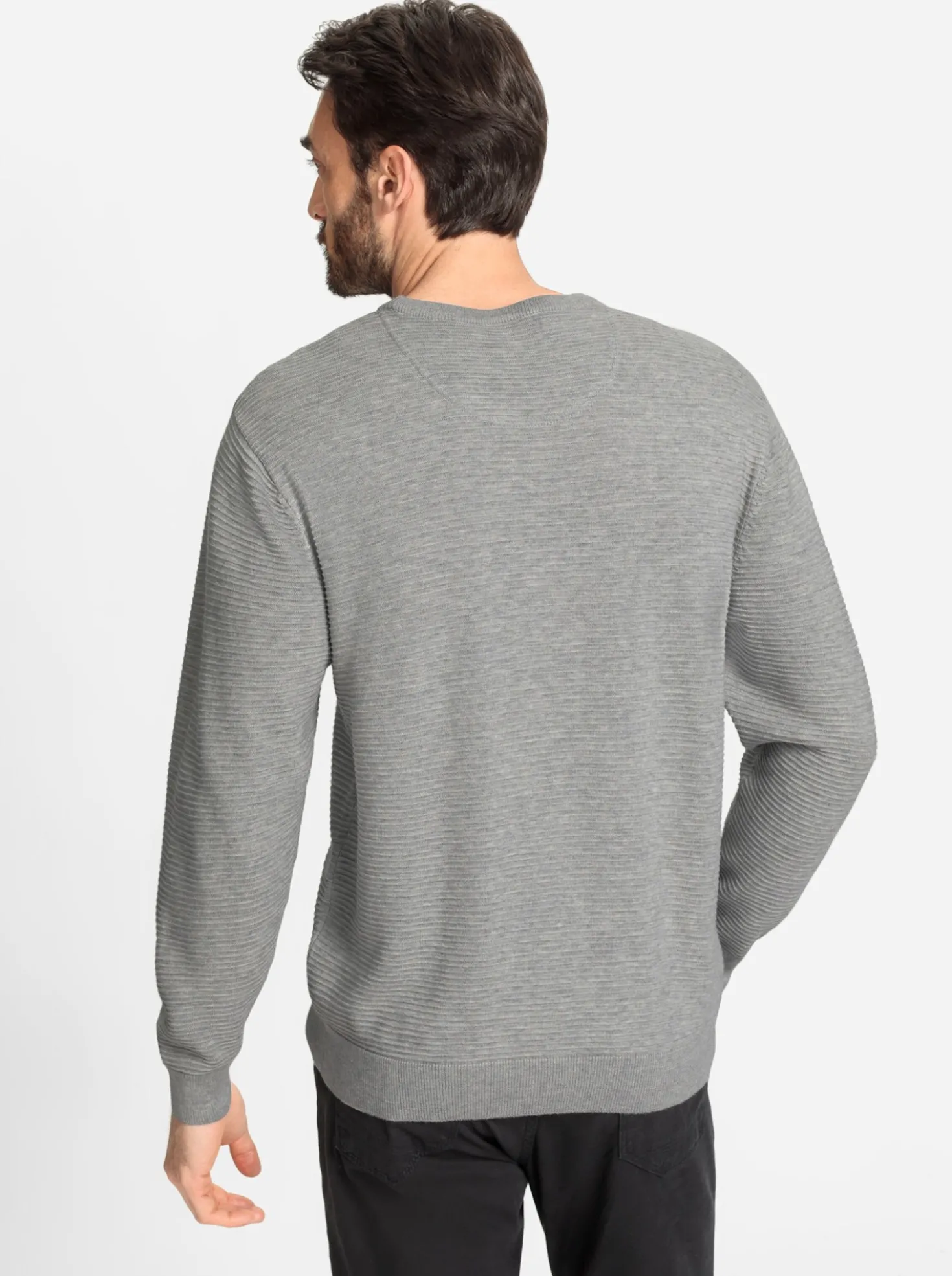 Rundhalspullover mit Linksstrick-Muster