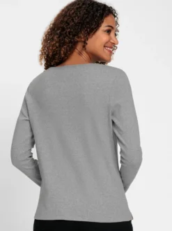 Rundhalsshirt in gerippter Baumwoll-Qualität