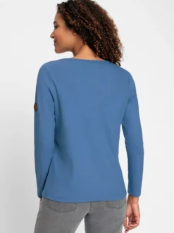 Rundhalsshirt in gerippter Baumwoll-Qualität
