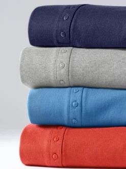 Rundhalsshirt in gerippter Baumwoll-Qualität