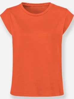 Rundhalsshirt mit überschnittenen Schultern
