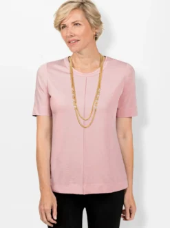 Rundhalsshirt Mit Biese, vorne