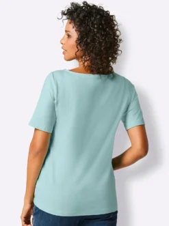 Rundhalsshirt mit Glitzer-Applikation