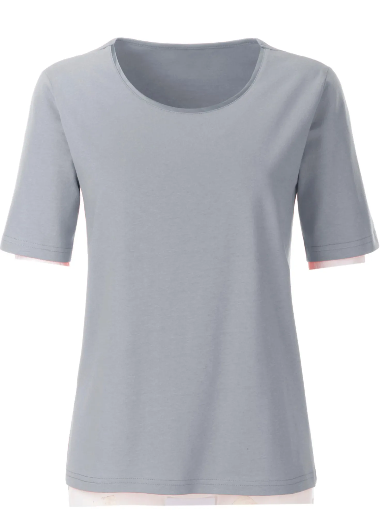Rundhalsshirt mit Satin-Paspelierung