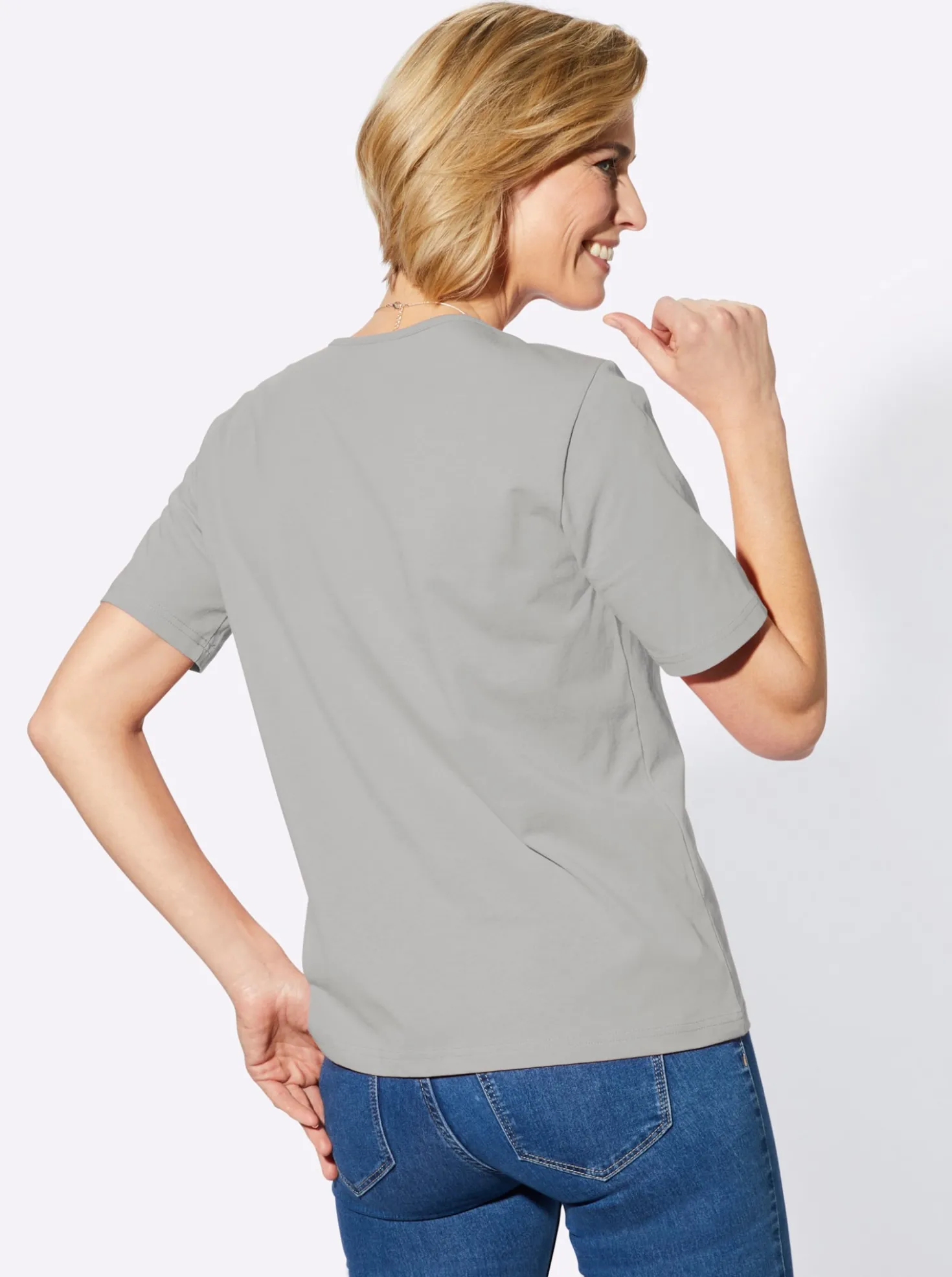 Rundhalsshirt mit Satin-Paspelierung