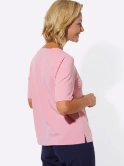 Rundhalsshirt mit Schulterpasse vorne