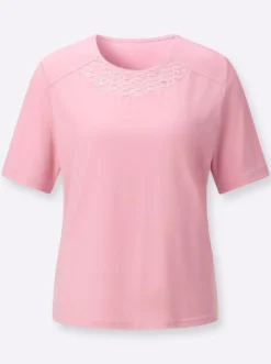 Rundhalsshirt mit Schulterpasse vorne