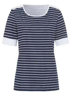 Rundhalsshirt mit Ösen und Zierschnürungen