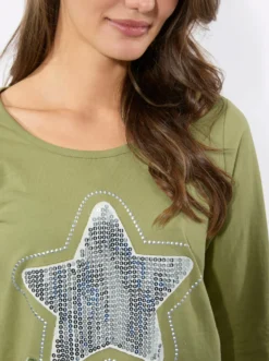 Rundhalsshirt mit Sternen-Motiv
